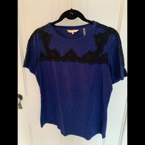 Rebecca Taylor T-shirt with lace detail - size M